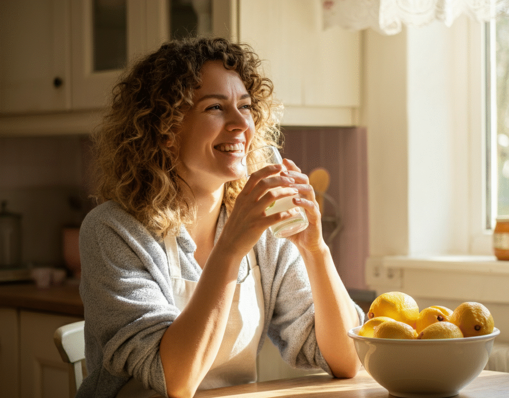 Drinking Lemon water
