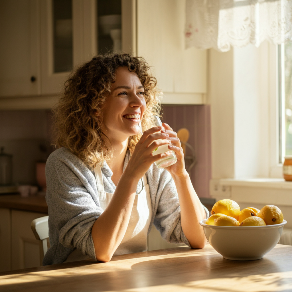 Drinking Lemon water
